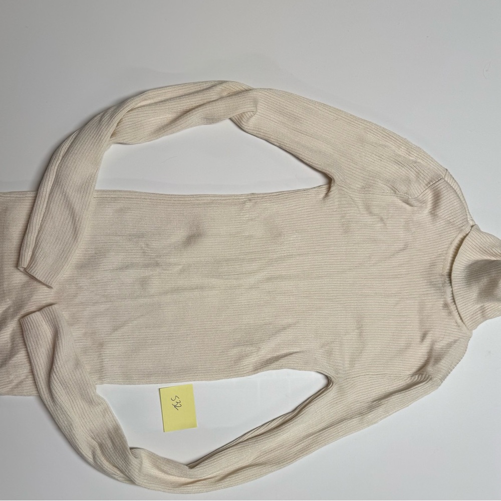 Zara Cream Ribbed Turtleneck Sweater